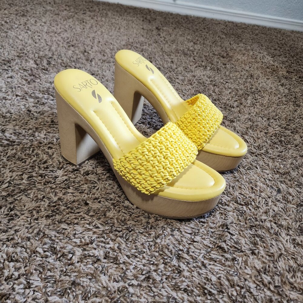 Women's Sarto Platform Wedge Slides Size 8 Summer Boho Retro Coastal Style New